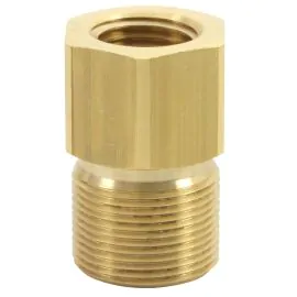 A brass adapter connection to connect a hobby pressure washer to the ST-160 Chemical injector.