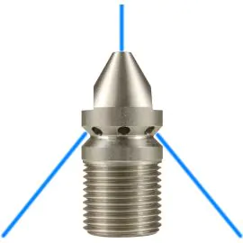 STAINLESS STEEL 3/8"M 06 SEWER NOZZLE WITH 1 FORWARD & 8 REAR FACING JETS