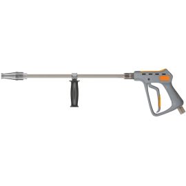 An industrial high flow gun with lance and long cast nozzle.