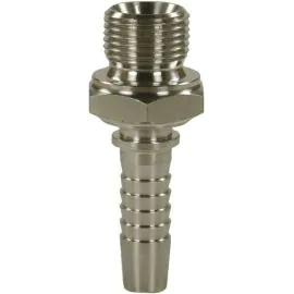 Crimp Nipple to suit DN10 hose x 1/4"M coned stainless steel