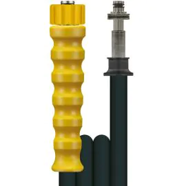 A black high pressure hose with Karcher fitting.