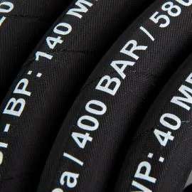 HIGH PRESSURE HOSE, BLACK, 2 WIRE, WRAPPED COVER, 400 BAR, PER METRE