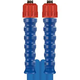 A blue high pressure hose with red M24 female fittings