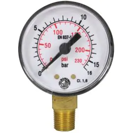 PRESSURE GAUGE 0-16 BAR 1/8"M BOTTOM INLET