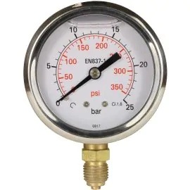 PRESSURE GAUGE 0-25 BAR 1/4"M BOTTOM INLET