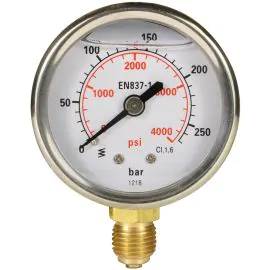 A pressure gauge with bottom entry