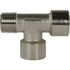 HOSE ADAPTOR NICKEL PLATED BRASS MALE to FEMALE TEE-1/4" X 1/4"