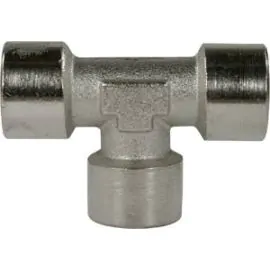 HOSE ADAPTOR NICKEL PLATED BRASS FEMALE TEE-1/4" X 1/4"