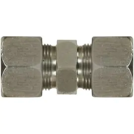 A zinc plated steel straight stud coupling.