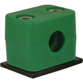 PIPE CLAMP, 12mm GREEN, WITH STAINLESS STEEL WELD PLATE