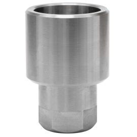 A stainless steel nozzle protector.