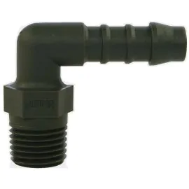 HOSE TAIL PLASTIC 90°, 1/4" MALE-6mm