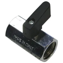 MINI BALL VALVE + BLACK HANDLE 1/4"F x 1/4"F STAINLESS STEEL