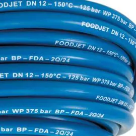 LOW PRESSURE HOSE, BLUE, FOODJET FOOD HOSE, 80 BAR, PER METRE