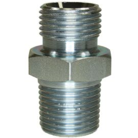 MALE TO MALE ZINC PLATED STEEL ADAPTOR BSP TO NPT TAPERED-3/8"M to 1/2"TM