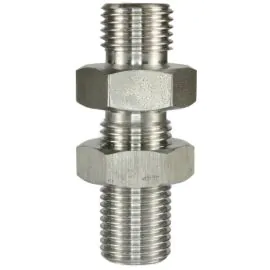 MALE TO MALE STAINLESS STEEL BULKHEAD FITTING AND LOCKNUT-3/8"M to 3/8"M