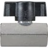 MINI BALL VALVE + BLACK HANDLE 1/4"F x 1/4"F NICKEL PLATED - 1