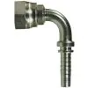 Swept 90° Crimp Nipple to suit DN8 hose x 3/8"F thread and 60° cone. - 0