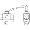 BALL VALVE, 3 WAY + LEVER HANDLE 1/4"F x 1/4"F x 1/4"F STAINLESS STEEL - 1