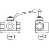 BALL VALVE + LEVER HANDLE 1/2"F x 1/2"F x 1/2"F ZINC PLATED STEEL ( 3 WAY L - FORM ) - 0