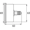 PRESSURE GAUGE 0-100 BAR 63MM WITH REAR ENTRY - 0