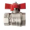 BALL VALVE + RED HANDLE 3/4"F x 3/4"F NICKEL PLATED - 0